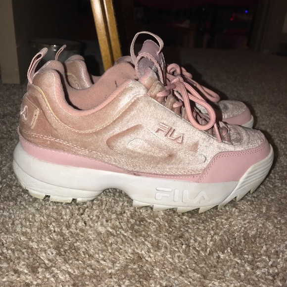 pink velvet fila shoes